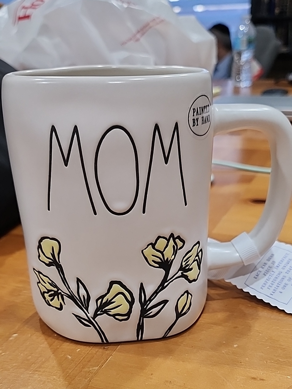 Rae Dunn MOM Mug with Yellow Floral Accents